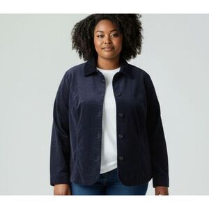 Basic Editions Blue Velvety Jacket sz 2X